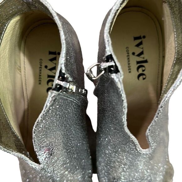 IVYLEE COPENHAGEN Vivian Silver Metallic Ankle Booties Size 36 (US 5) $369 Retai